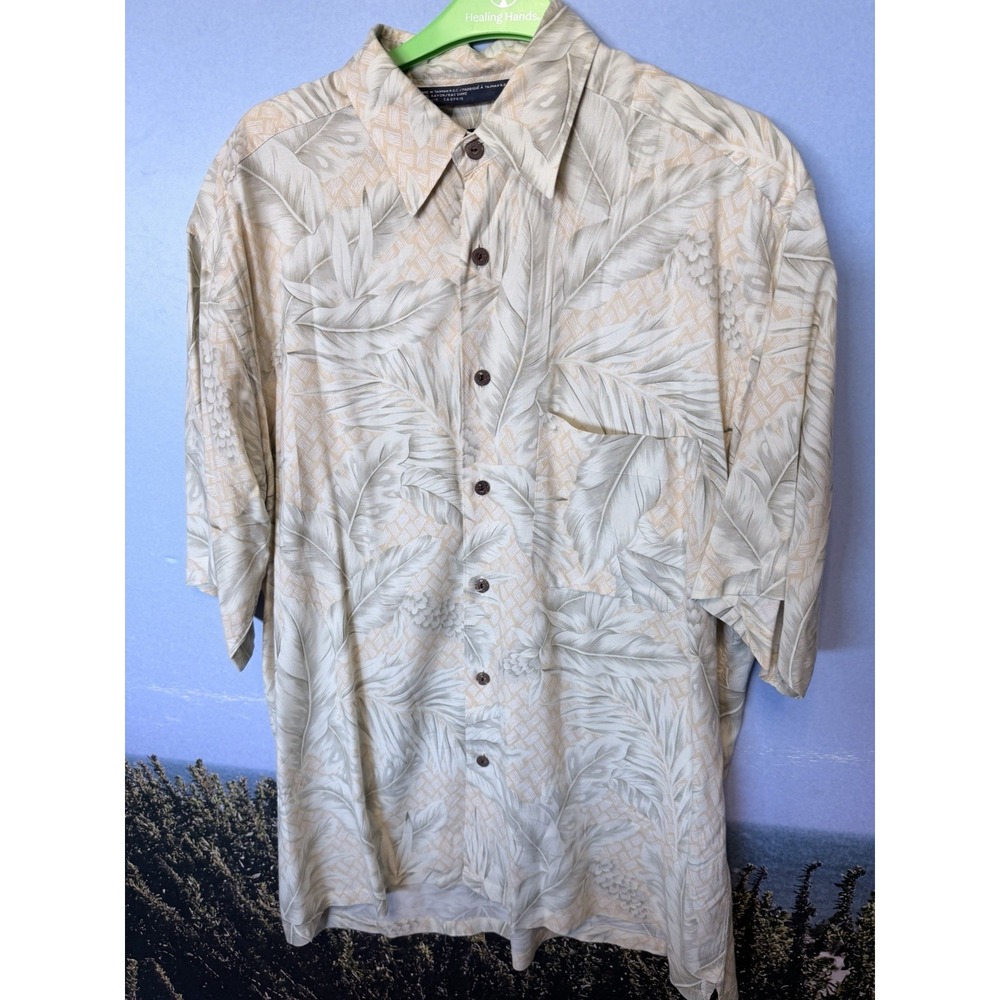 Nautica Button Down‎ Shirt Men's Hawaiian Rayon Floral Yellow